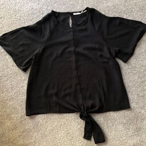 Cold Shoulder Tie Front Blouse